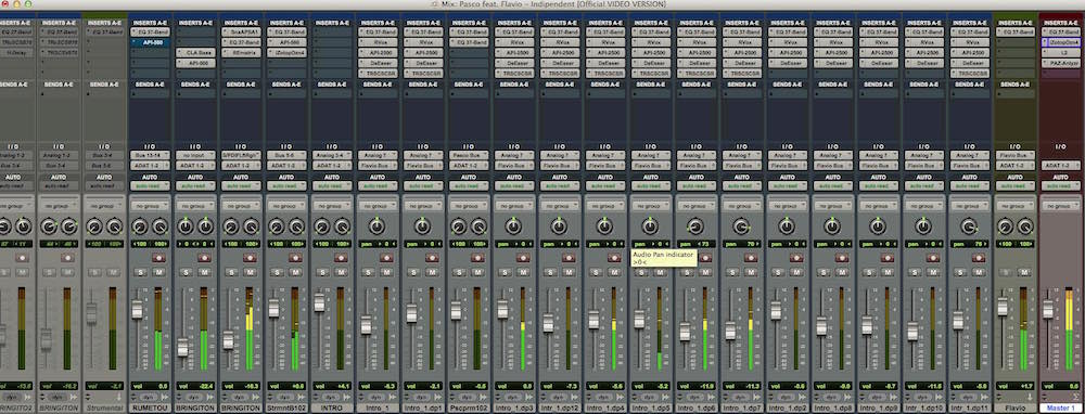 03 Il mix con i plug-in del brano, realizzato con Avid Pro Tools