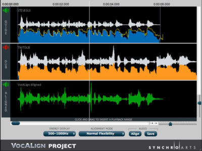 Synchro Arts VocALign Project 3 software plug-in audio audiofader