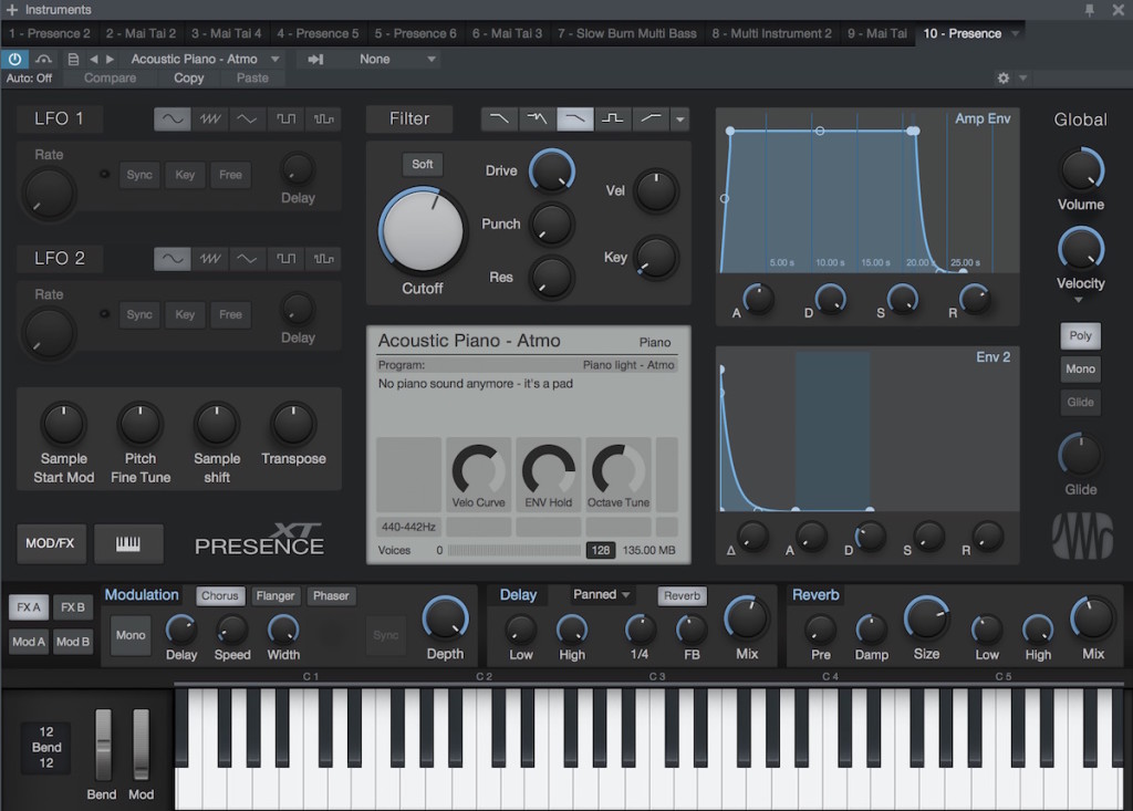 Panoramica del sample player Presence XT