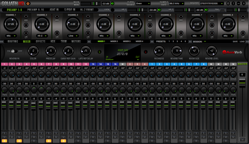 Il mixer interno di Goliath HD