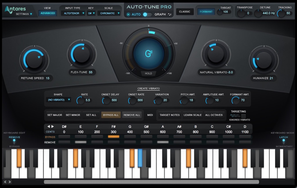 L'interfaccia Advanced di Auto-Tune Pro