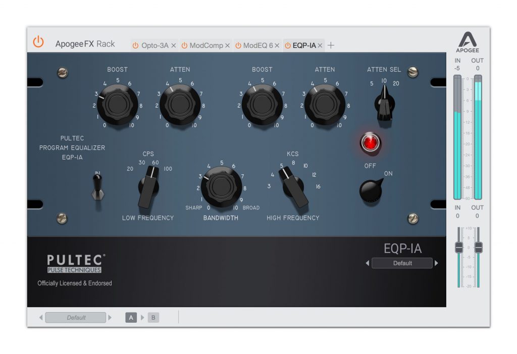 EQP-1A pultec Apogee FX Rack plug-in audio daw fx eq vintage software