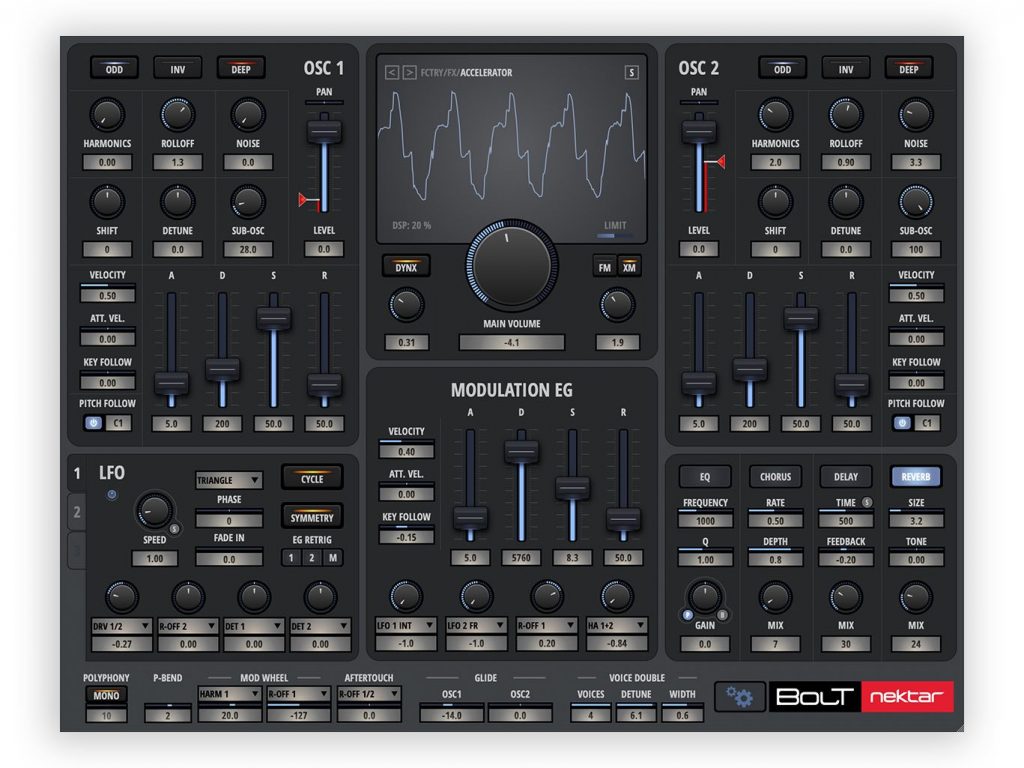 Nektar Bolt virtual instrument synth sintetizzatore strumenti musicali