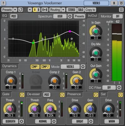 Voxengo Voxformer plug-in audio software itb mix audio pro audiofader