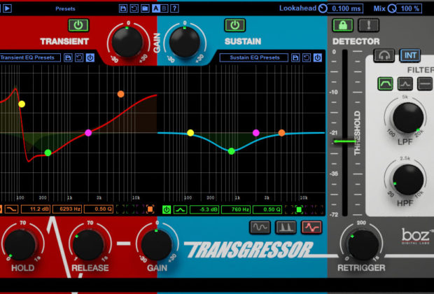 Boz Digital Labs Transgressor plug-in transient shaper software daw virtual audiofader