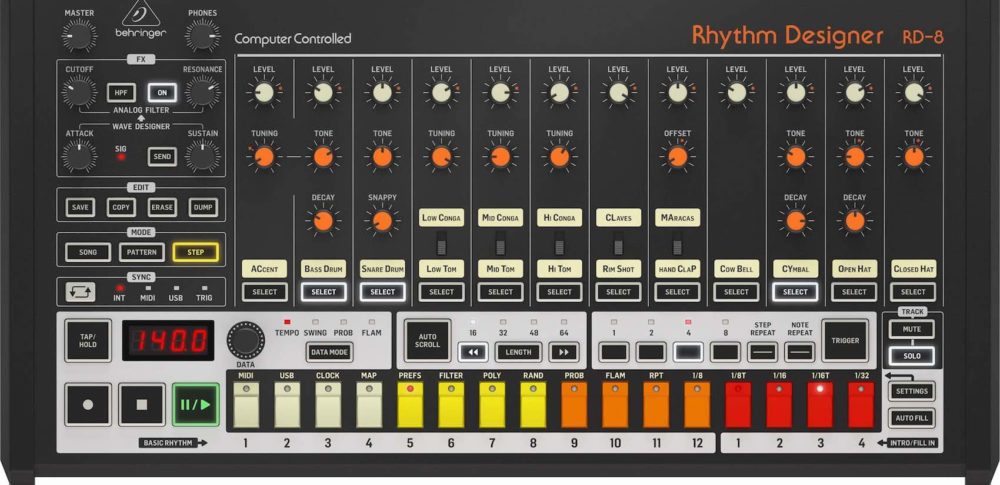 Behringer RD-8 rhythm desinger drum machine drums audiofader test