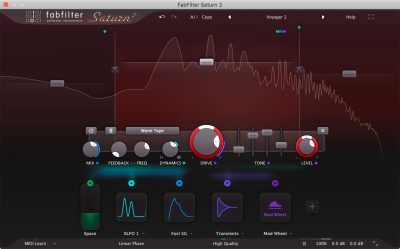 FabFilter Saturn 2 plug-in audio mix mixing recording edit distorsore saturator amp modeling modeling fx audiofader software daw itb virtual