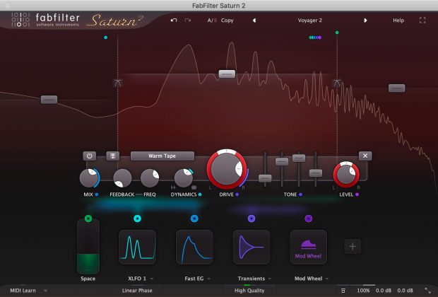 FabFilter Saturn 2 plug-in audio mix mixing recording edit distorsore saturator amp modeling modeling fx audiofader software daw itb virtual