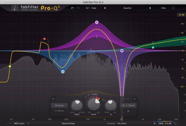 FabFilter Pro-Q 3 test eq plug-in audio mix master linear phase audifoader dinamico spectrum analyzer andrea scansani