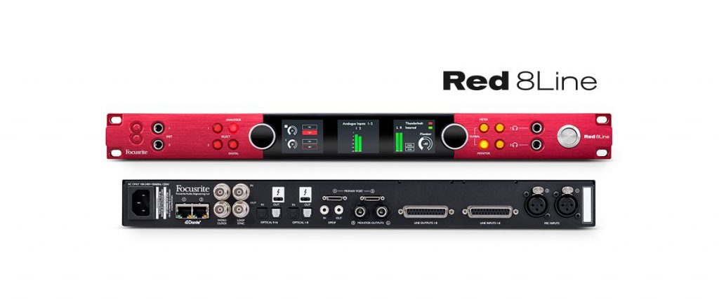 Focusrite Pro Red-8Line leading tech pro audio studio aoip ethernet dante audiofader