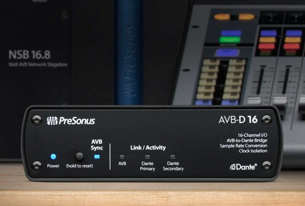 PreSonus AVB-D16 hardware dante live studiolive mixer midi music audiofader