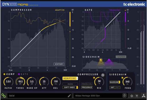 Tc Electronic DYN-3000 software daw controlled mix comp audiofader