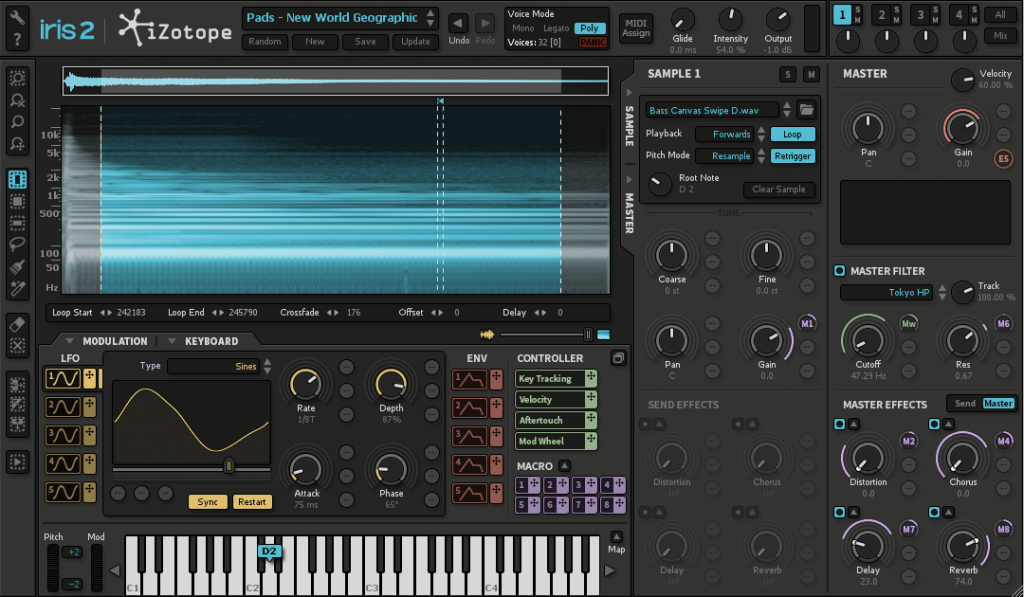 iZotope Iris 2 software soft synth virtual instrument producer music strumenti musicali midiware