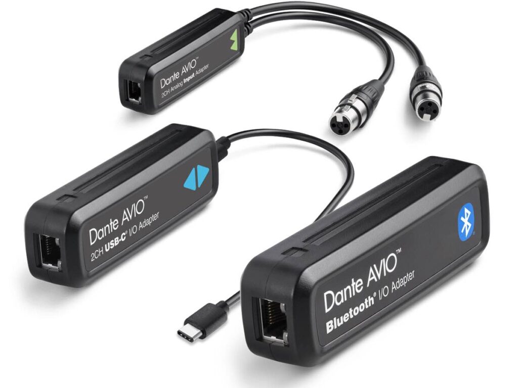 Audinate Dante AVIO Adapter hardware bluetooth audiofader