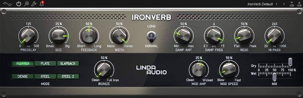 Audified Linda audio IronVerb plug-in audio software mixing pro riverbero audiofader