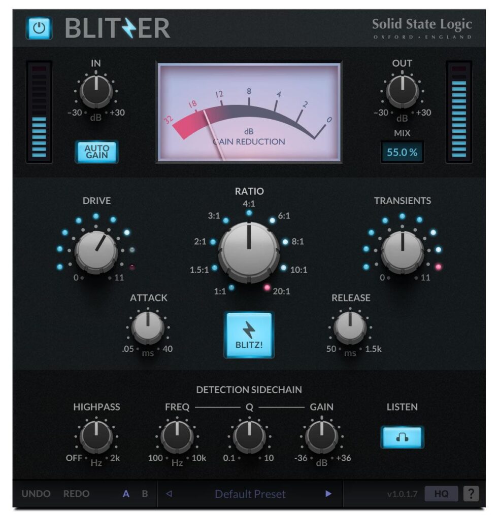 ssl plug-in compressor multi curve compressor blitzer audiofader daw software