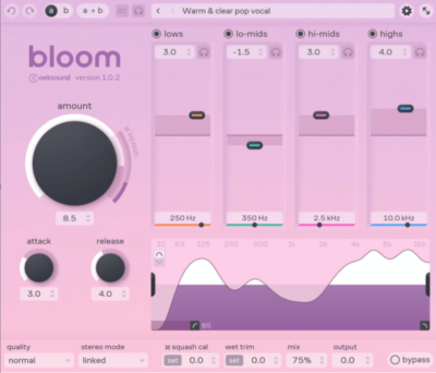 oeksound bloom plug-in audio multi processing eq multipressor dynamic eq news recensione review test prezzo price andrea scansani audiofader